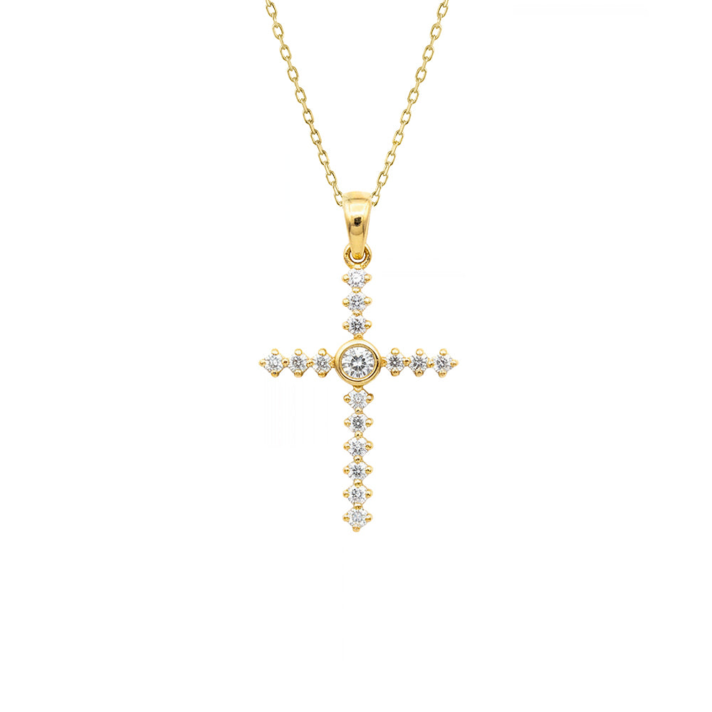14K Gold Diamond Necklace / Christian Anniversary Gift for Her