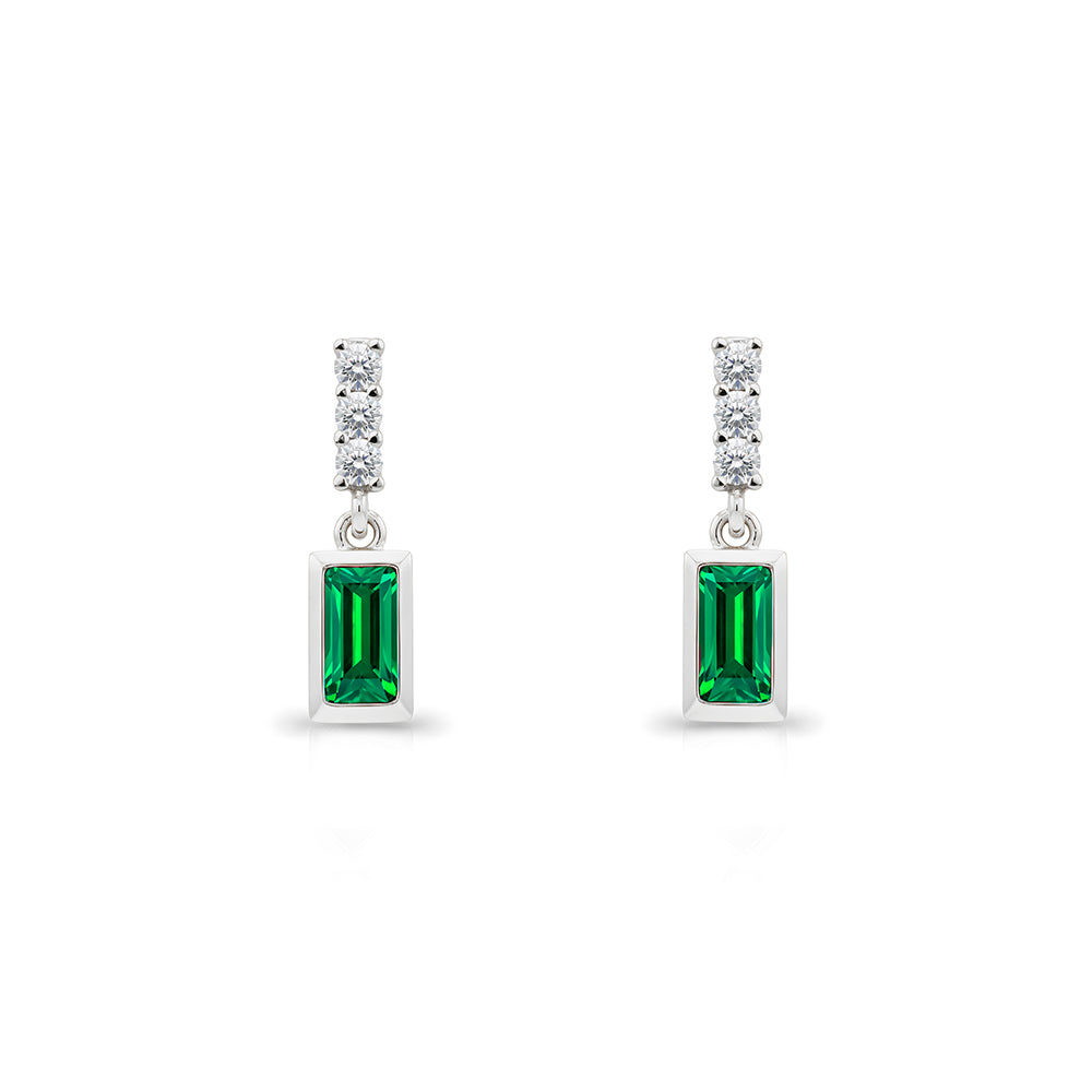 14K Gold Emerald Baguette Earrings