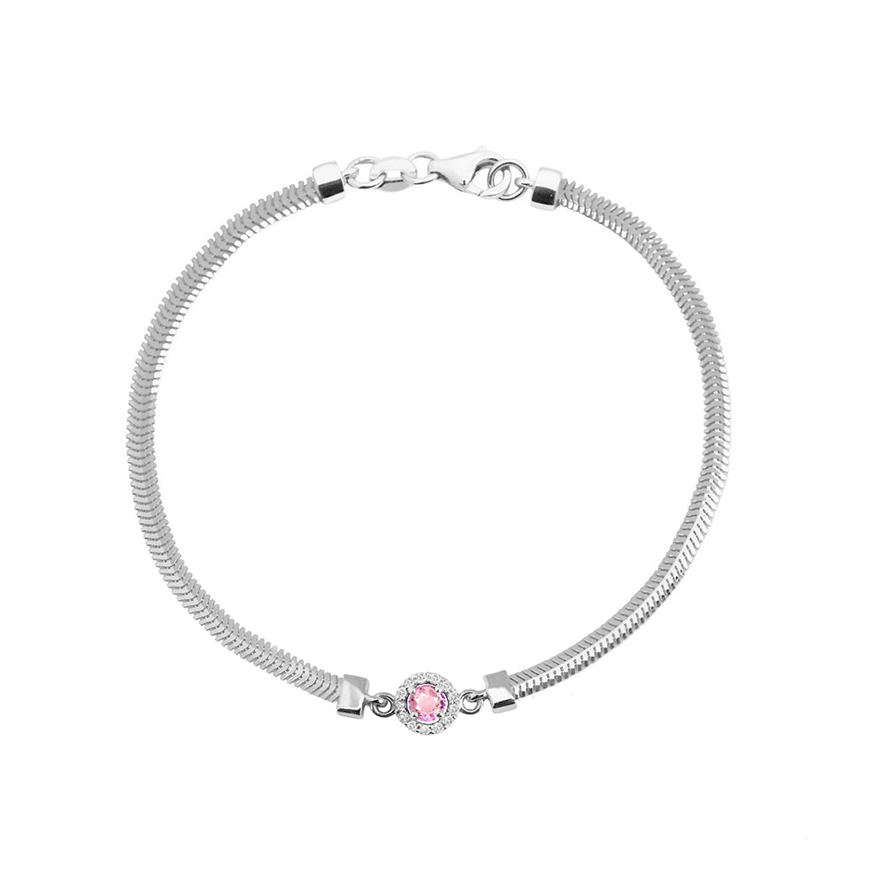 14K Gold Round Pink Sapphire Diamond Bracelet / Everyday Pink Bracelet