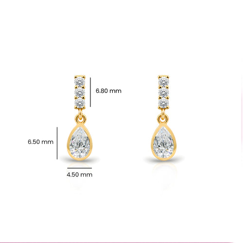 14K Gold White Sapphire Teardrop Earrings