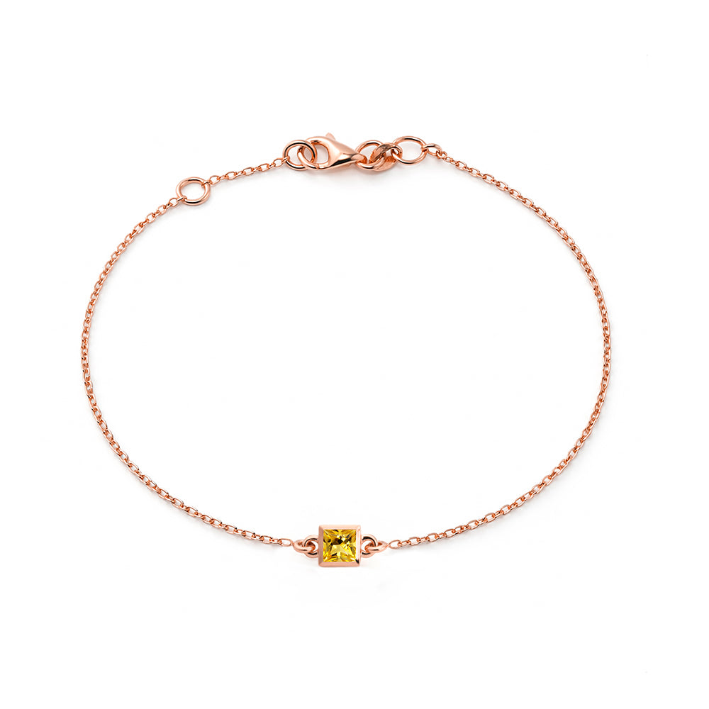 Princess Cut Natural Citrine Bracelet