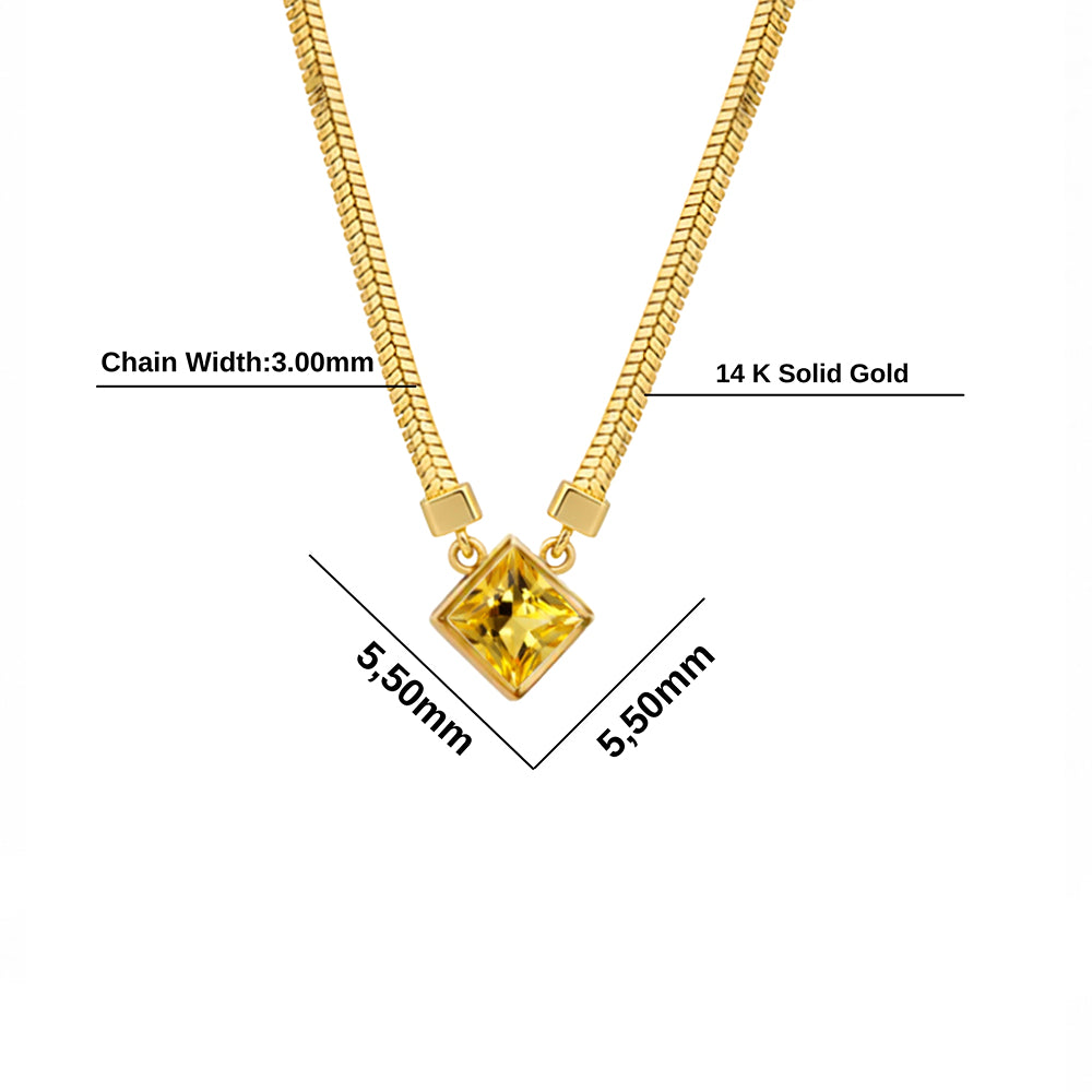 14K Gold Minimalist Citrine Necklace