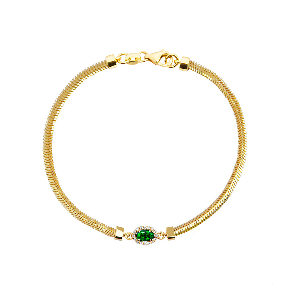 14K Gold Oval Oval Emerald Diamond Bracelet