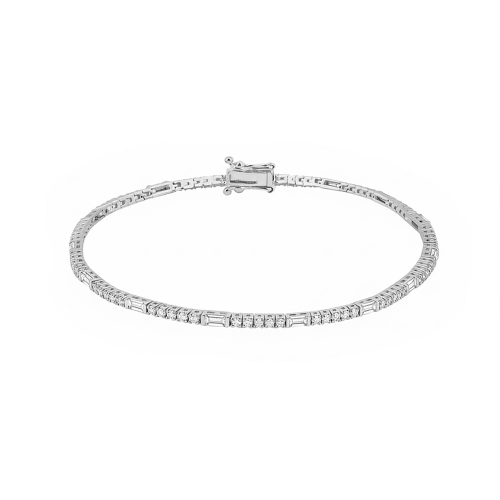 14K Gold White Sapphire Tennis Bracelet