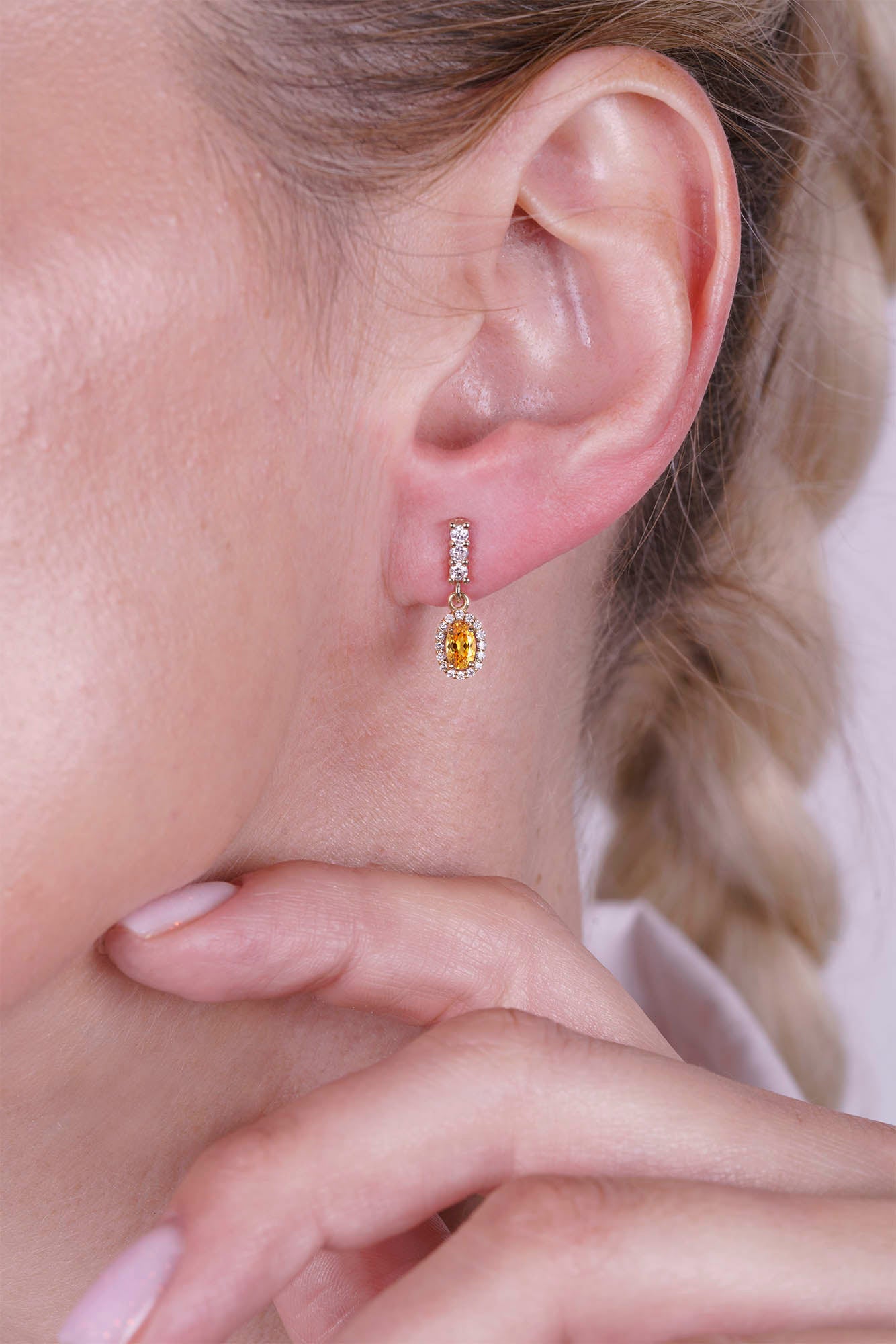 14K Gold Citrine Oval Earrings