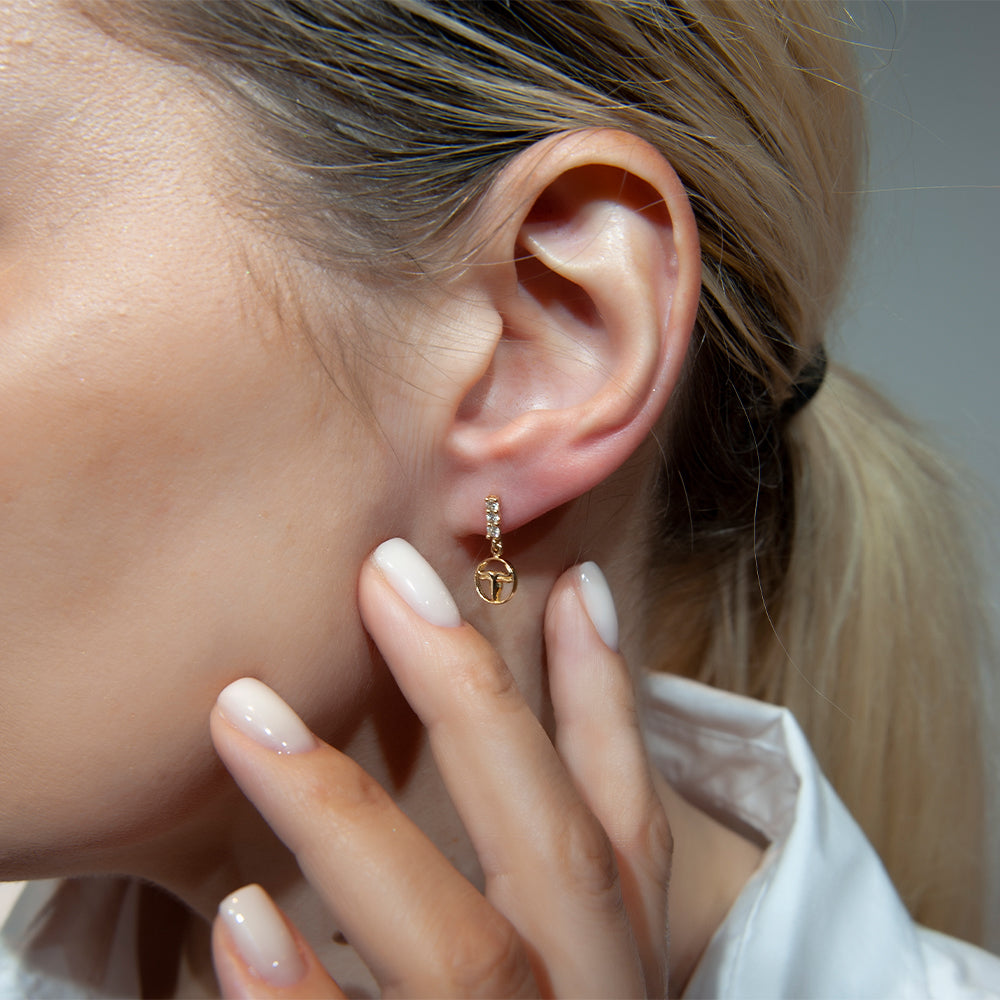 14K Gold Diamond Taurus Earrings