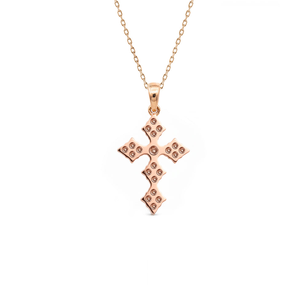 14K Gold Diamond Cross Necklace / Dainty Christian Cross Pendant