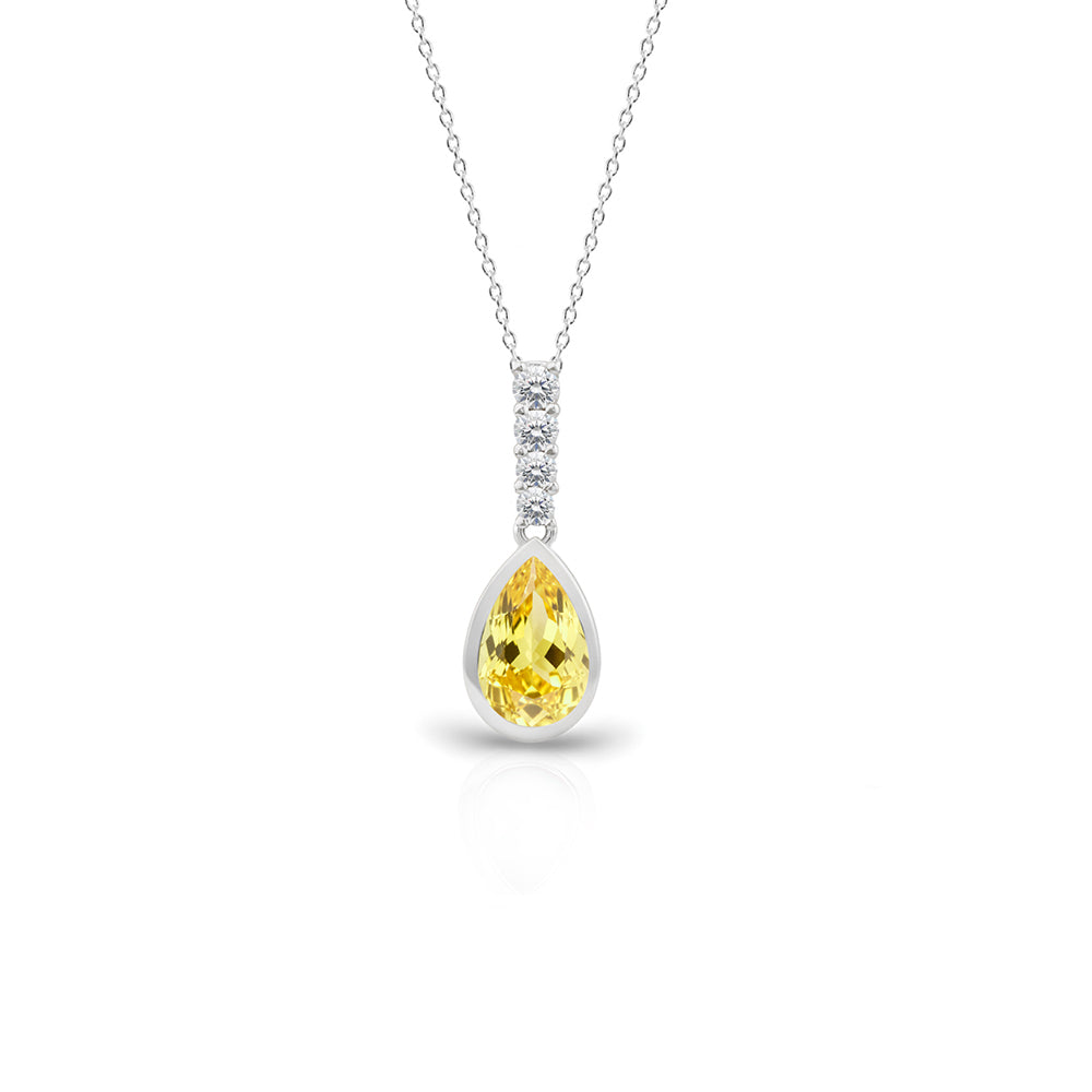 14K Gold Citrine Pear Necklace