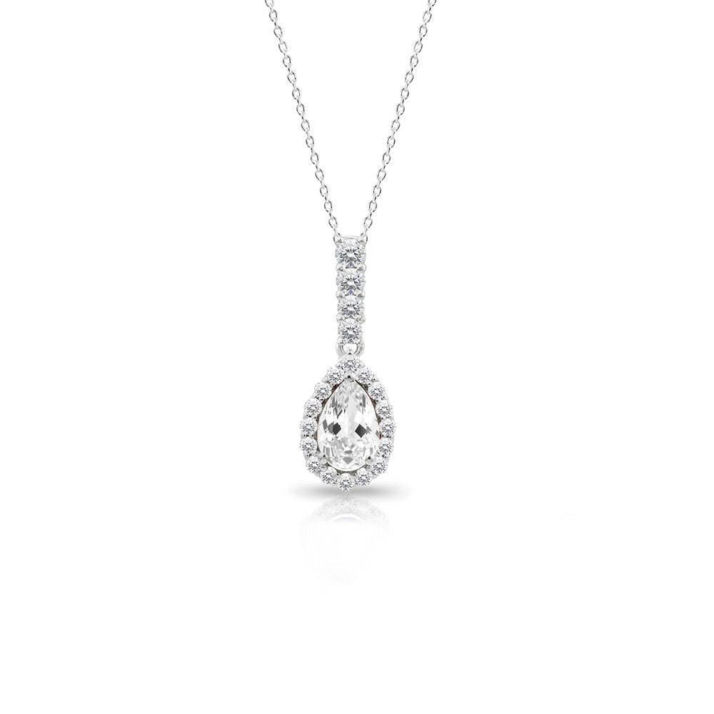 White Sapphire Pear Necklace