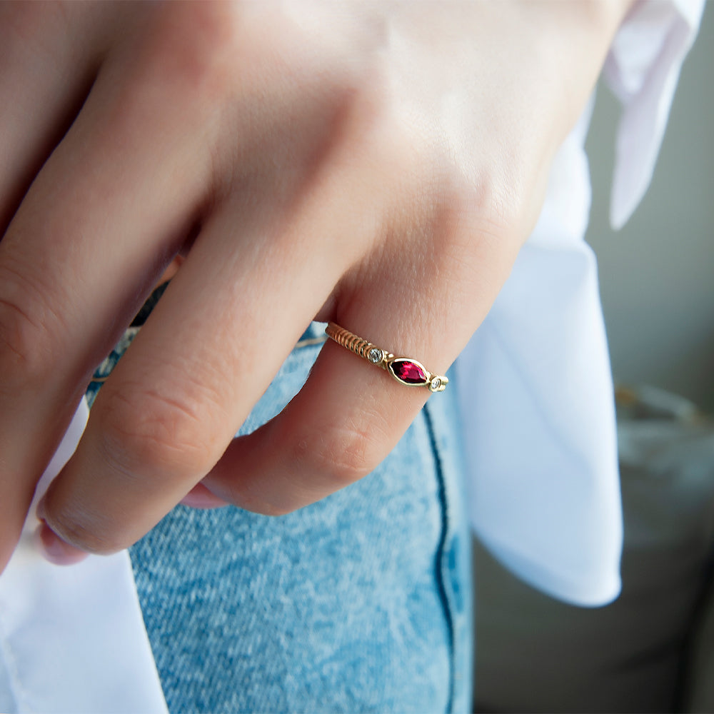 Marquise Cut Ruby Ring