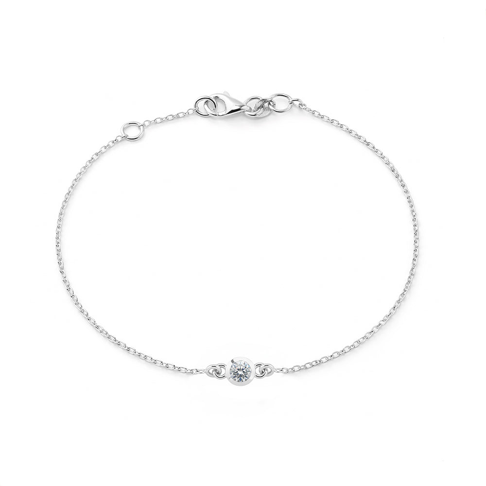 14K Gold Round White Sapphire Bracelet, Wedding Bracelet