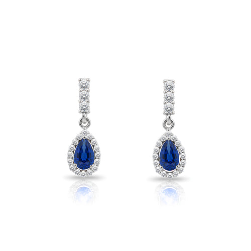 14K Gold Sapphire Pear Cut Earrings