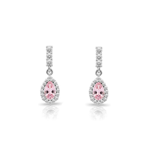 14K Gold Pink Sapphire Pear Cut Earrings
