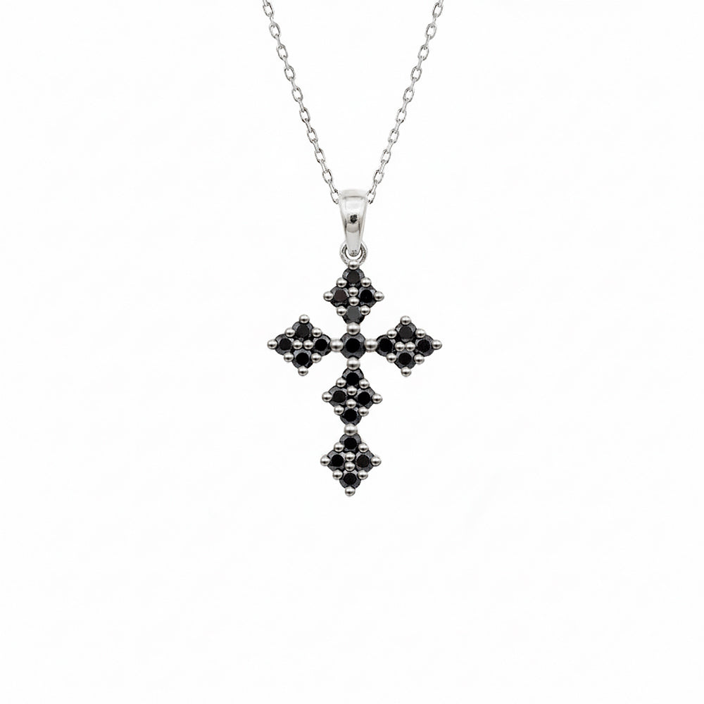 Natural Black Diamond Christian Pendant / Anniversary Gift