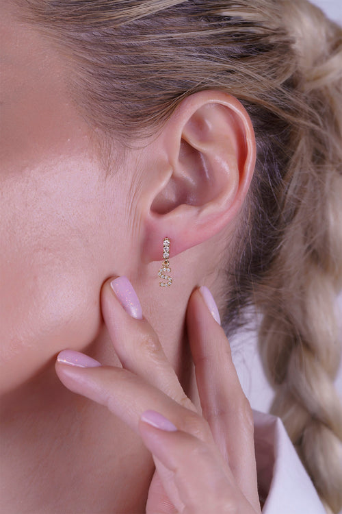 Diamond Initial S Drop Earring