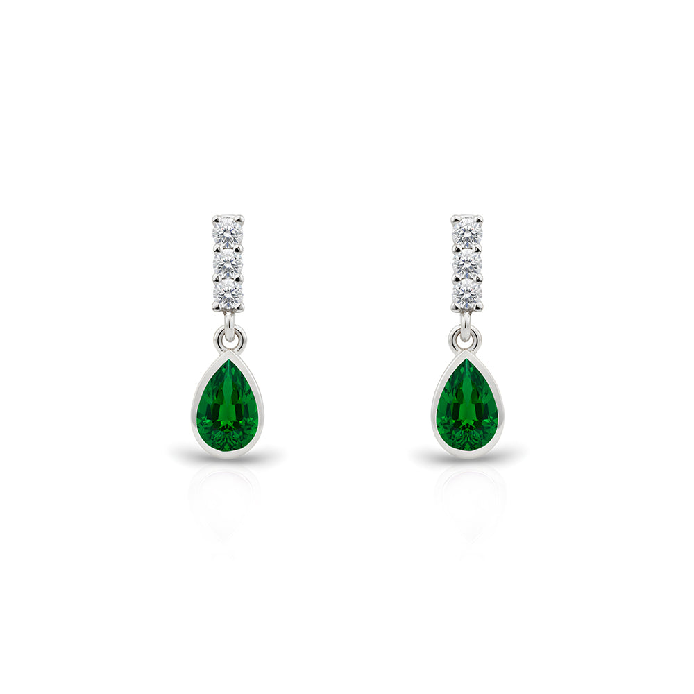 14K Gold Emerald Teardrop Earrings