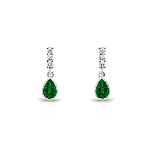 14K Gold Emerald Teardrop Earrings