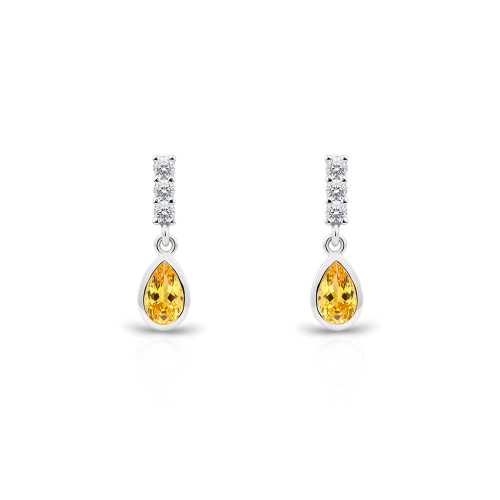 14K Gold Citrine Teardrop Earrings