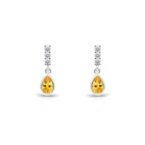14K Gold Citrine Teardrop Earrings