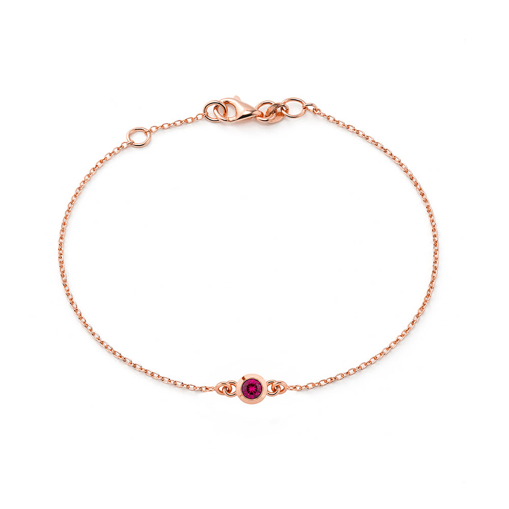 14K Gold Round Ruby Bracelet