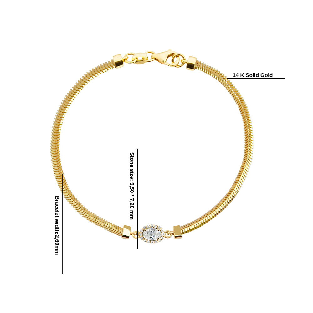 14K Gold Oval White Sapphire Diamond Bracelet / Bridal Bracelet