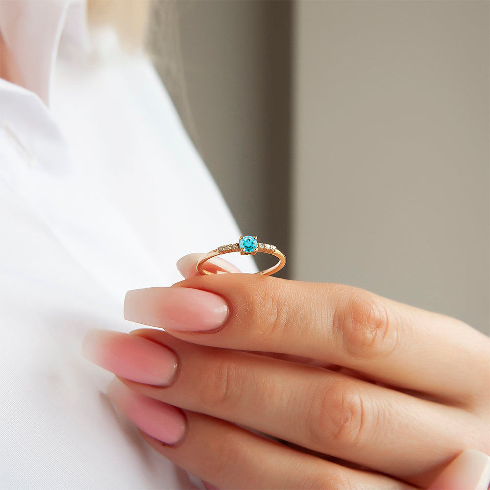 Aquamarine Diamond Ring