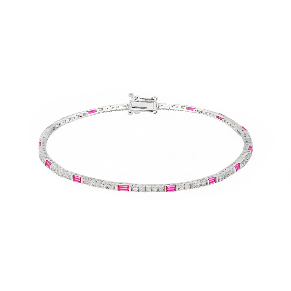 Natural Pink Sapphire Diamond Tennis Bracelet