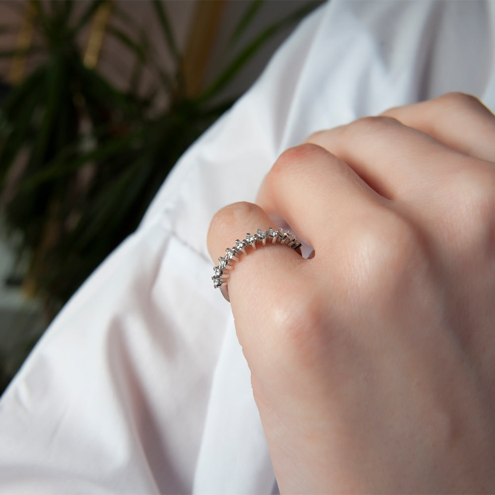 14K Gold Diamond Cluster Band