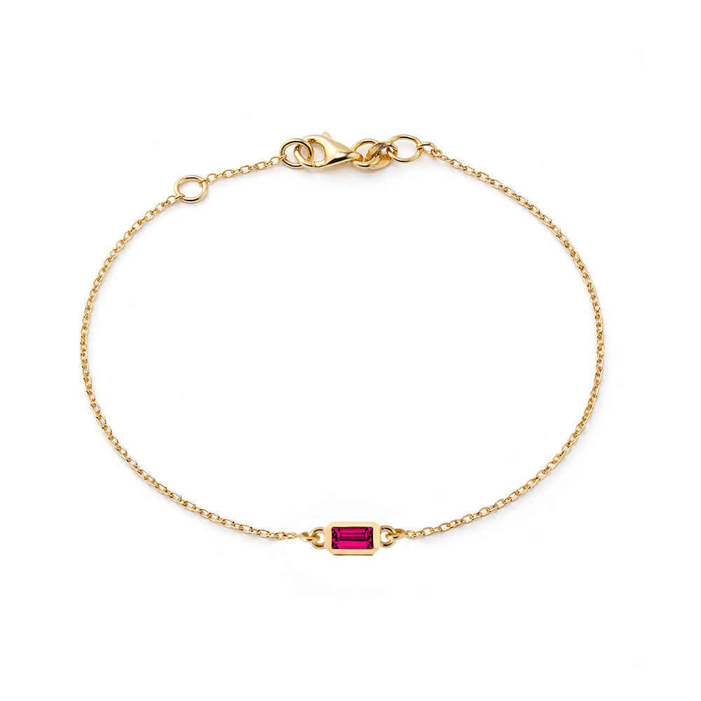 14K Gold Ruby Bracelet, Anniversary Bracelet