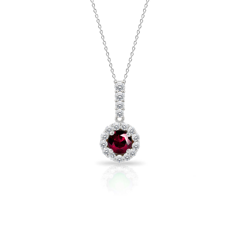 14K Gold Diamond Necklace, Ruby Round Necklace
