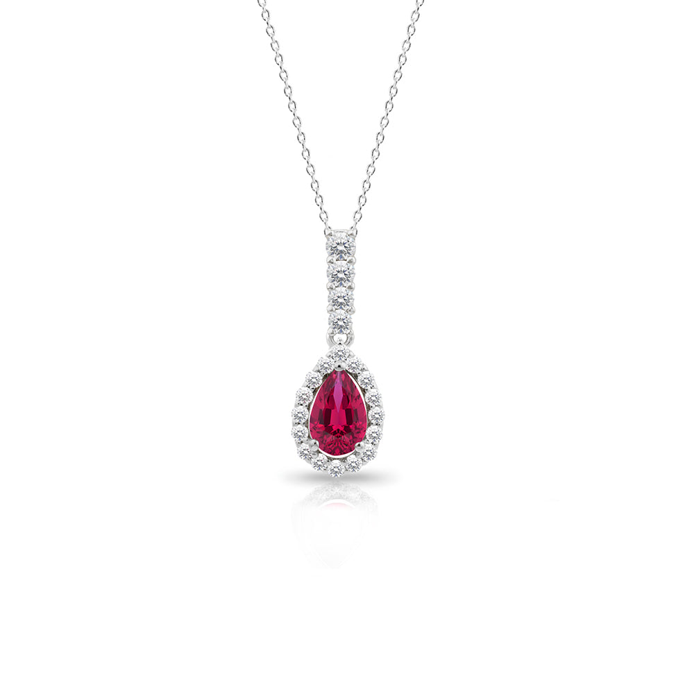 Teardrop Ruby Diamond Necklace