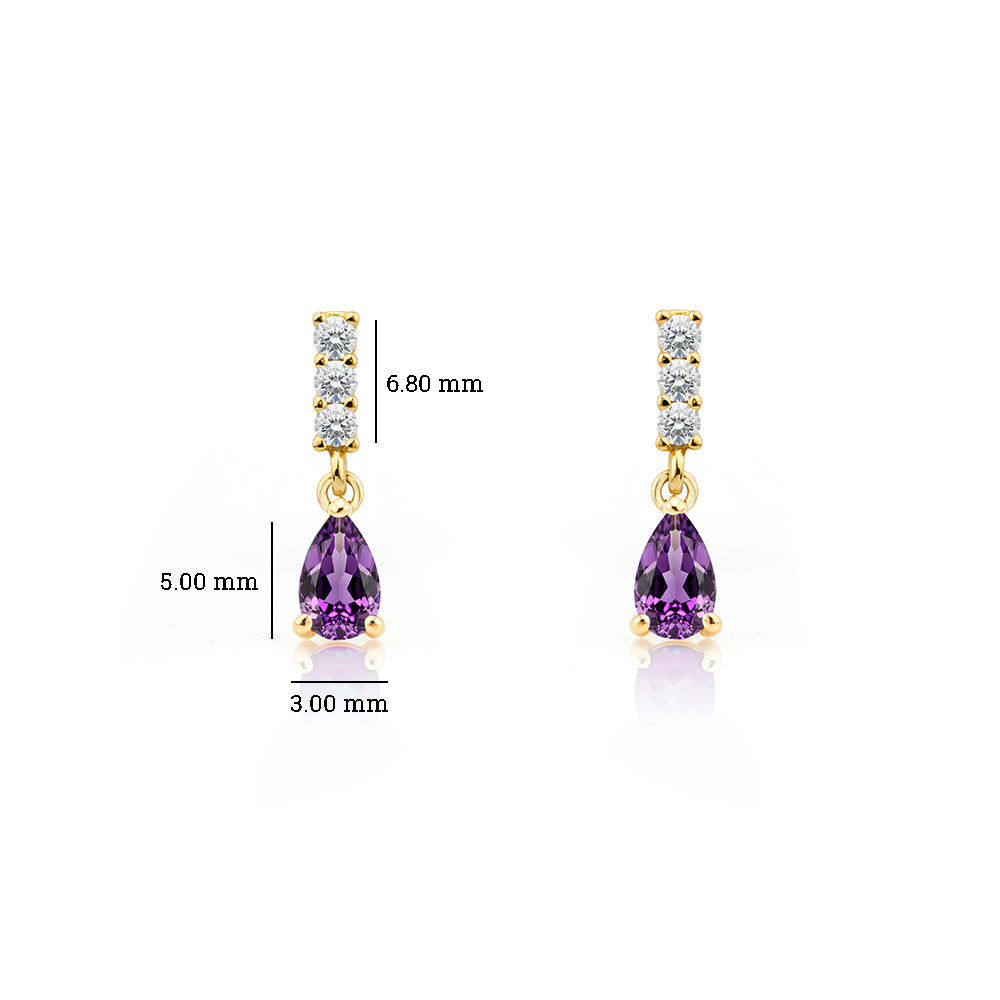 14K Gold Amethyst Drop Earrings