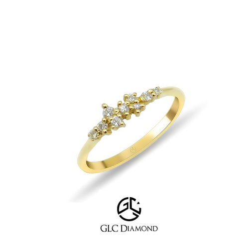 14K Solid Gold Dainty Diamond Ring for Women