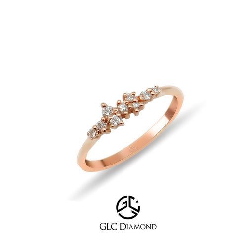 14K Solid Gold Dainty Diamond Ring for Women