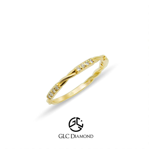 Diamond Twist Ring, 14K Gold Diamond Petite Twist Ring