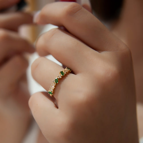 14K Gold Diamond Emerald Ring