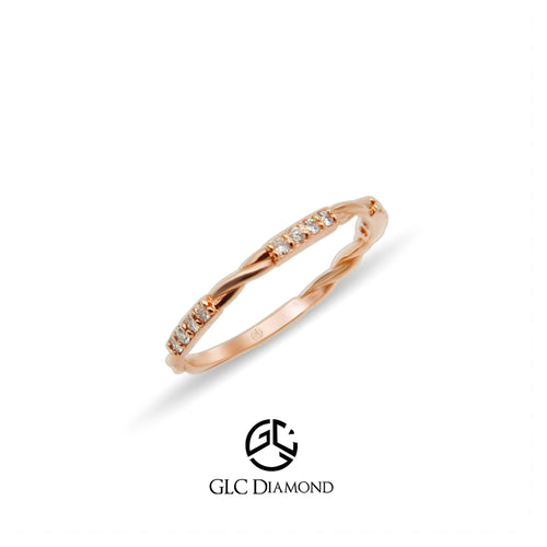 Diamond Twist Ring, 14K Gold Diamond Petite Twist Ring