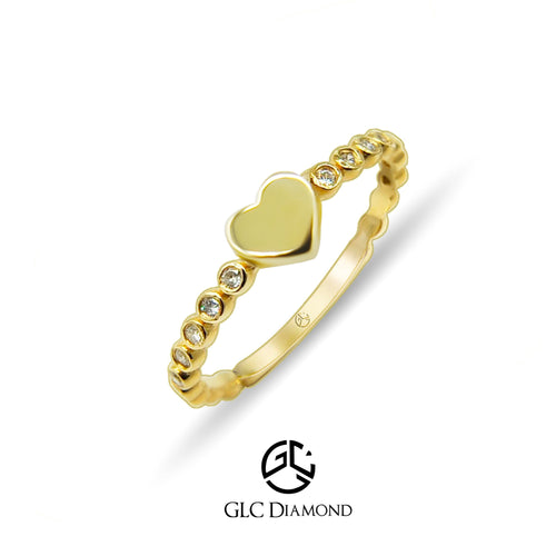 14K Gold Diamond Heart Ring