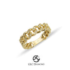 14K Solid Gold Diamond Chain Ring