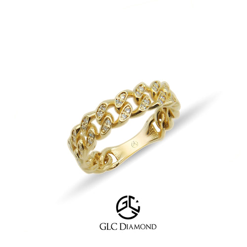 14K Solid Gold Diamond Chain Ring