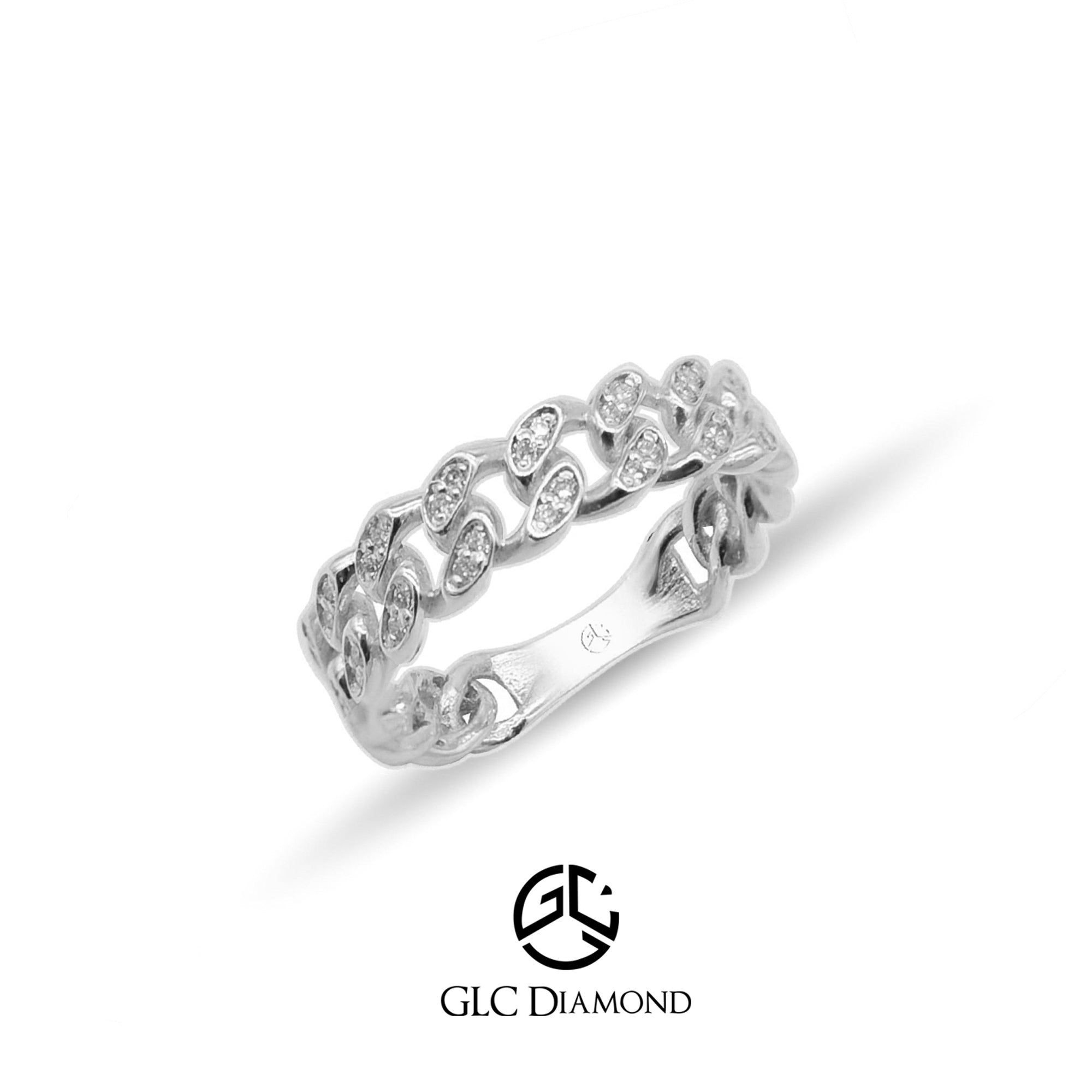 14K Solid Gold Diamond Chain Ring