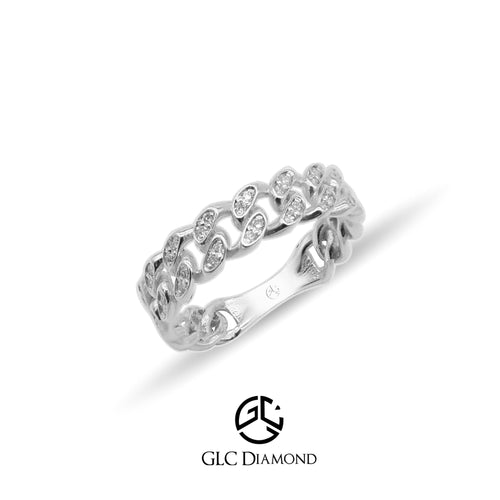 14K Solid Gold Diamond Chain Ring