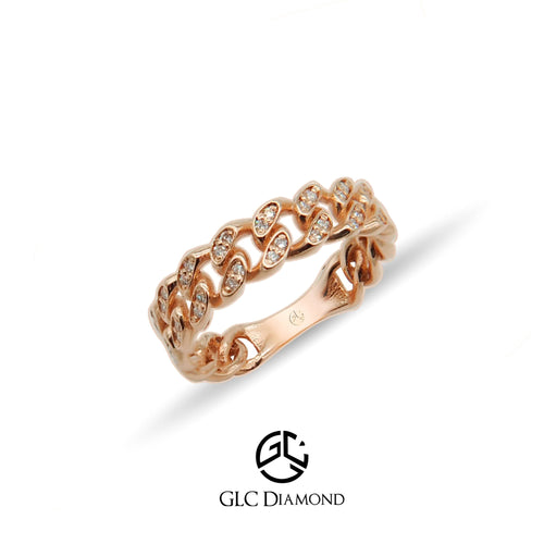 14K Solid Gold Diamond Chain Ring