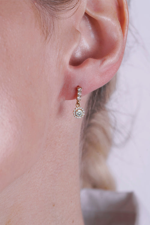 14K Gold Diamond Halo Earrings