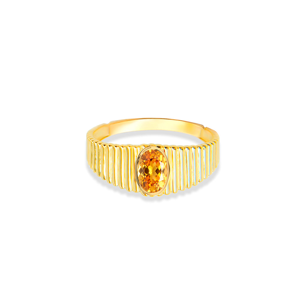 14K Gold Oval Cut Citrine Ring