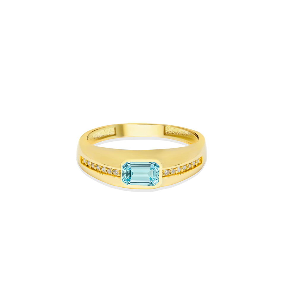 14K Gold Aquamarine Signet Ring