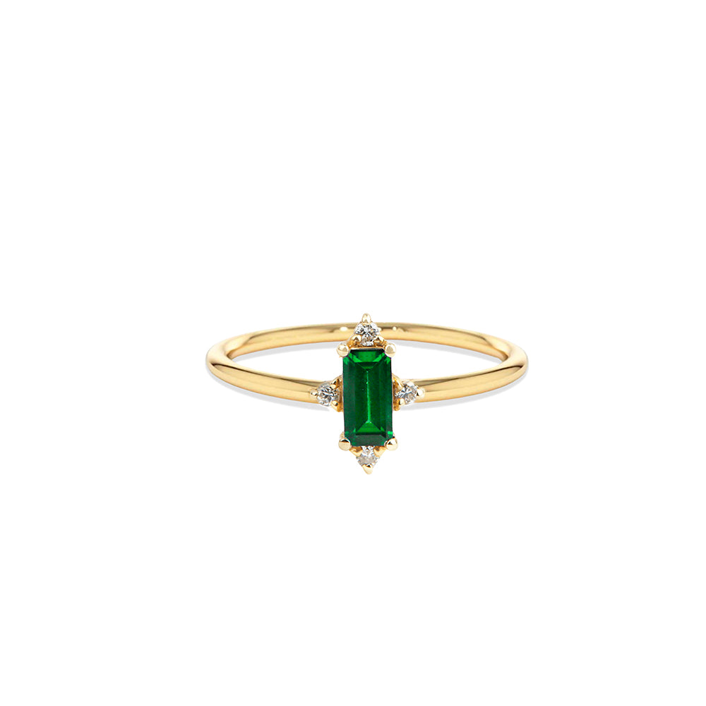 Modern Baguette Emerald Ring / Diamond Minimal Ring