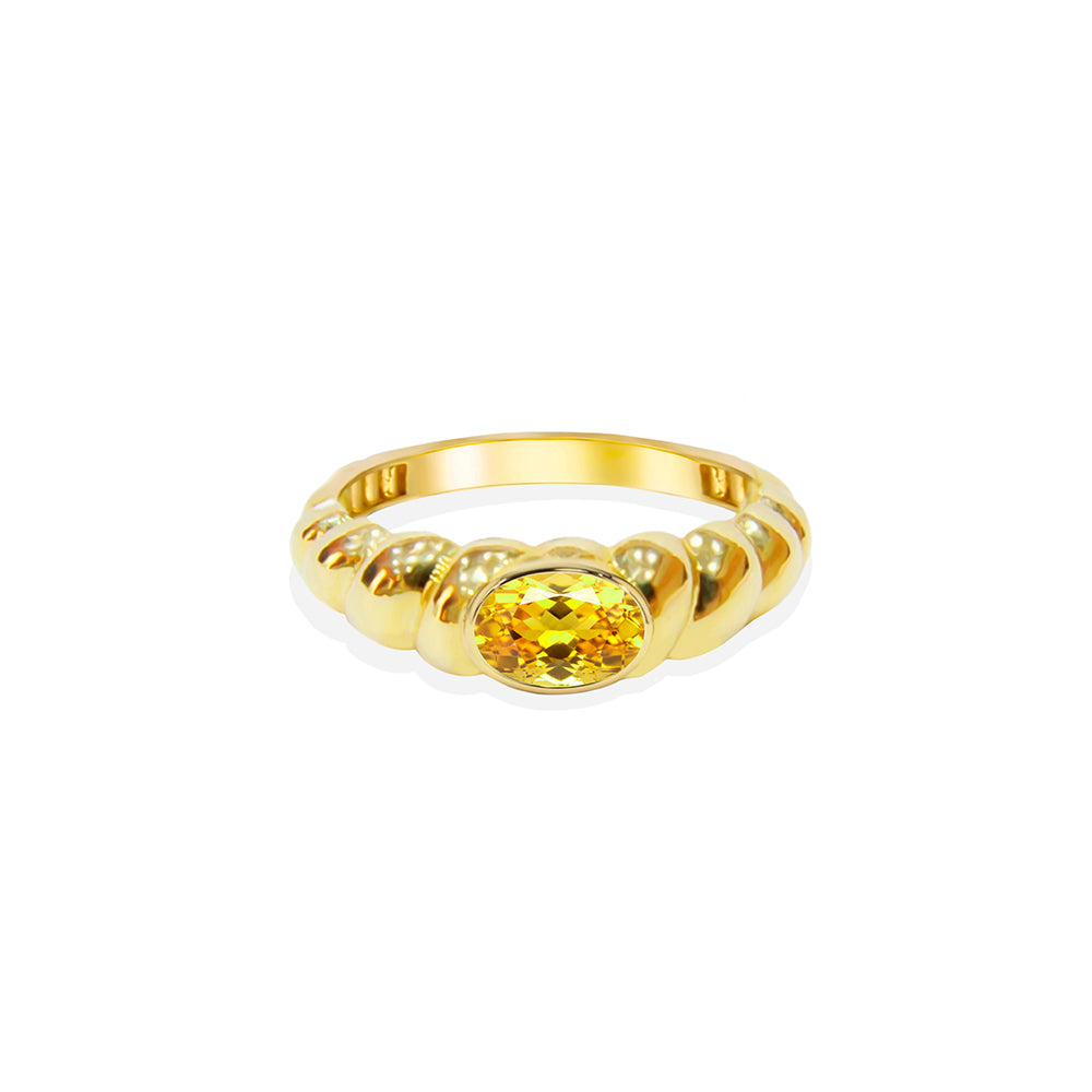 14K Gold Natural Citrine Bubble Ring