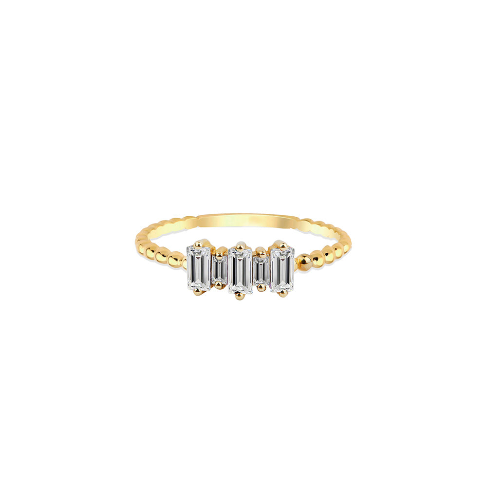 14K Gold Five Stone White Sapphire Ring