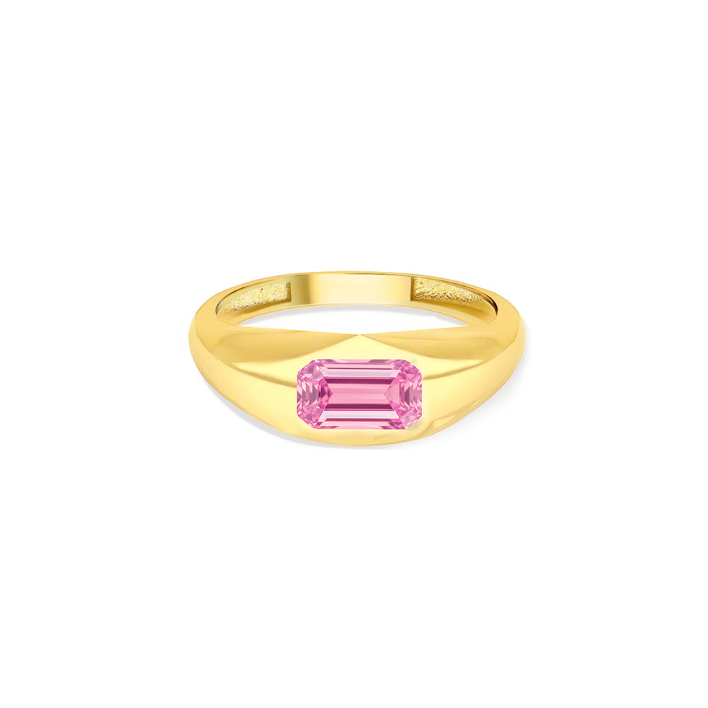 14K Gold Pink Sapphire Signet Ring